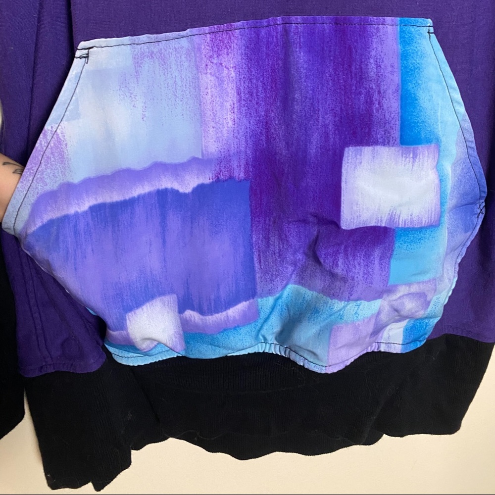Custom Patchwork Purple Raglan Hoodie - Picture 5 of 6